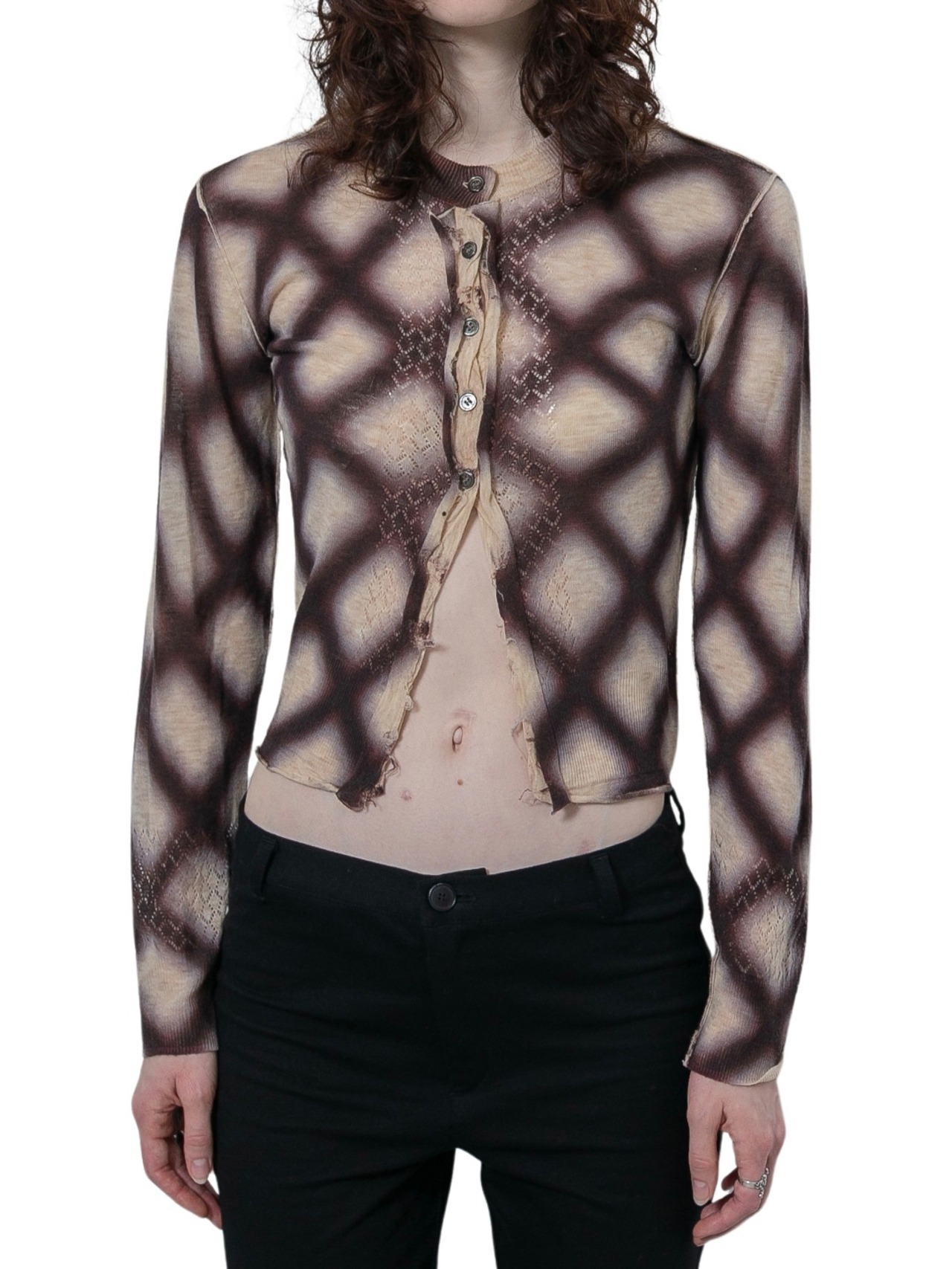 PERVERZE パーバーズ / Tシャツ / カーディガン / Spray-Painted Check Knit Cardigan ¥44,000- - 2