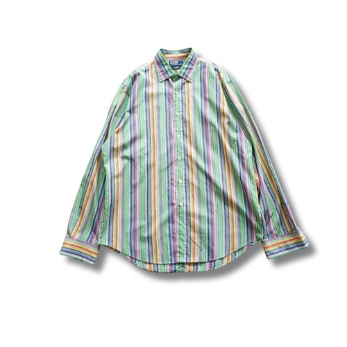 Polo by Ralph Lauren ポロ バイ ラルフローレン マルチカラー ストライプシャツ（表記XL・実寸XL相当）｜NA961