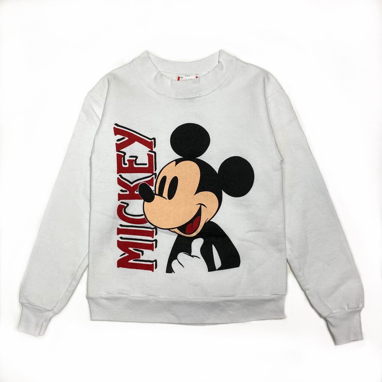 Kids 80年代 ミッキーマウス プリントスウェット キッズ10 12歳 141 152cm 古着 子供服 80s Usa製 ビンテージ ヴィンテージ Disney Mickey Mouse ディズニー キャラクター トレーナー ホワイト 白 スウェット Cave 古着屋 公式 古着通販サイト