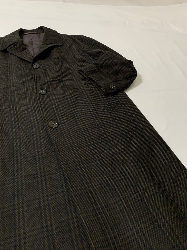 1960's Woven Check Pattern Single Long Coat