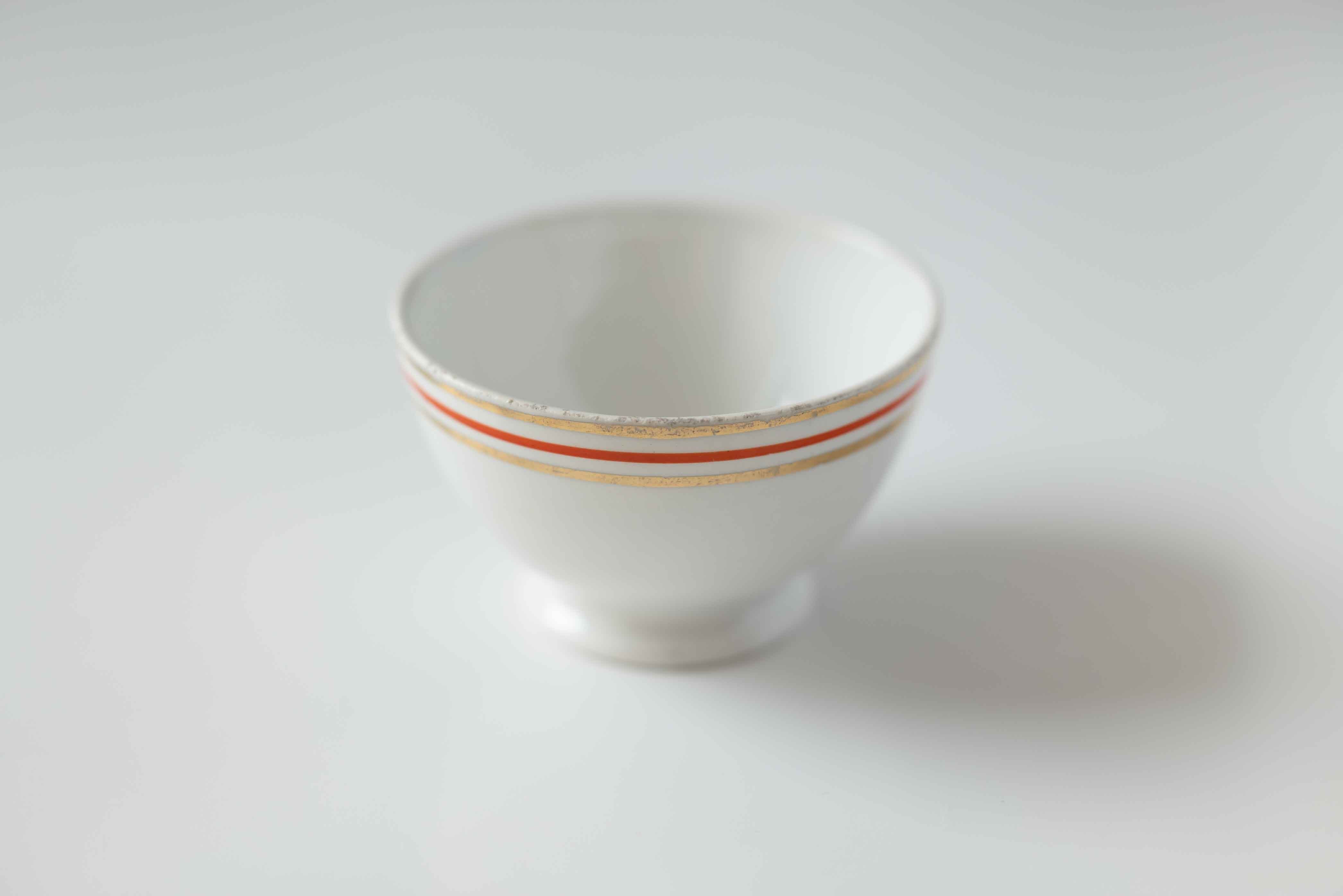 ベルギー B.F.K (Boch Freres Keramis)の小ぶりなカフェ オレ ボウル オレンジと金色のライン