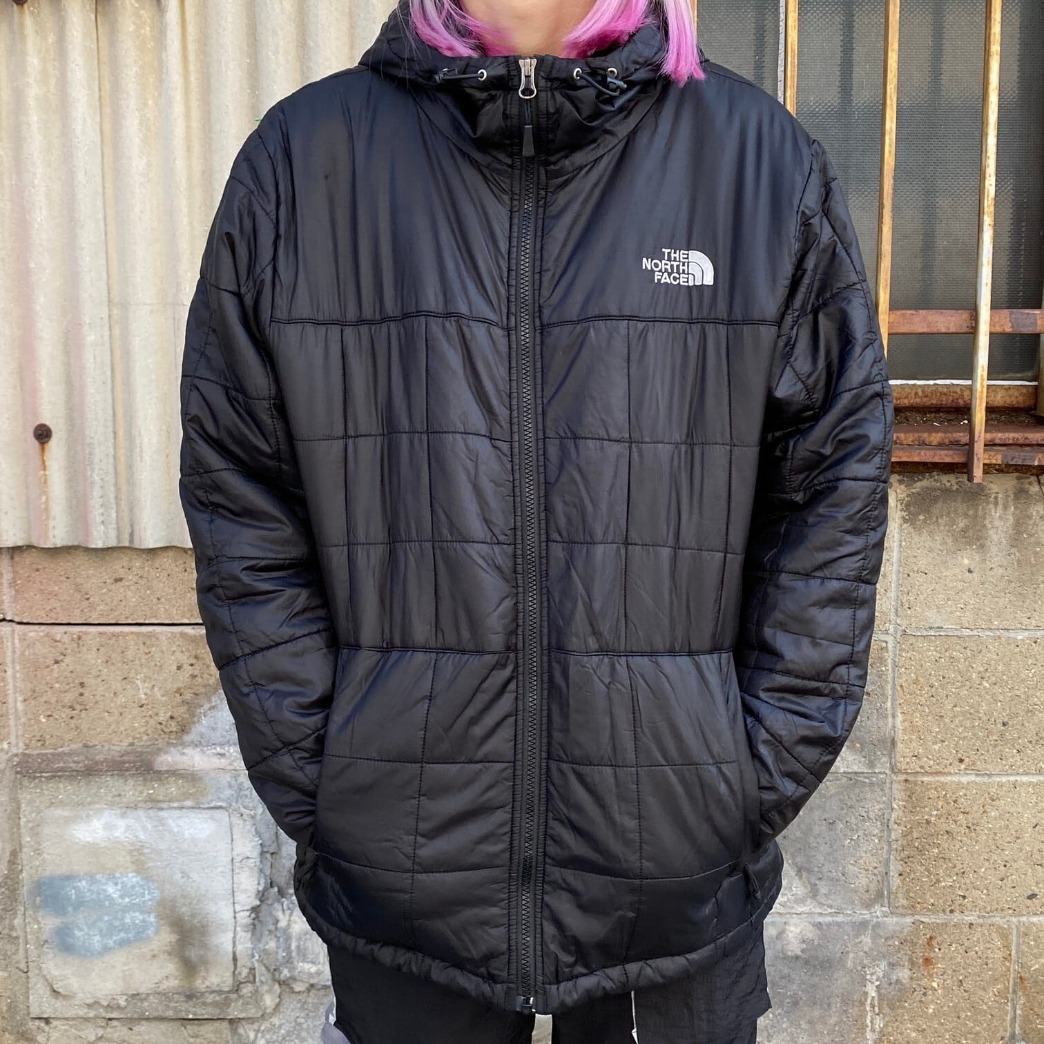 18年製 THE NORTH FACE ザ ノースフェイス 中綿キルティング マウンテンパーカー メンズM 古着 パフジャケット ブラック 黒  フーディー【アウトドアジャケット】【cs2212-20a】 | cave 古着屋【公式】古着通販サイト