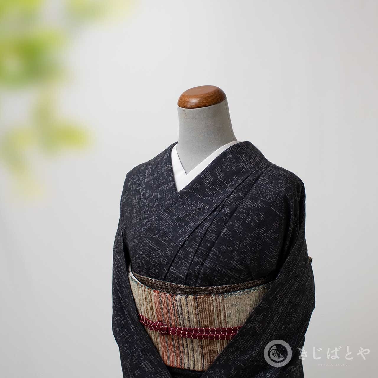 結城紬 藍鼠の単衣