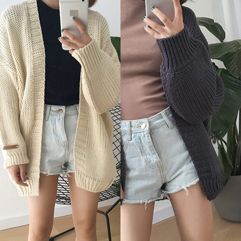 ミディアム丈 メリアスニット アウター ニットカーディガン