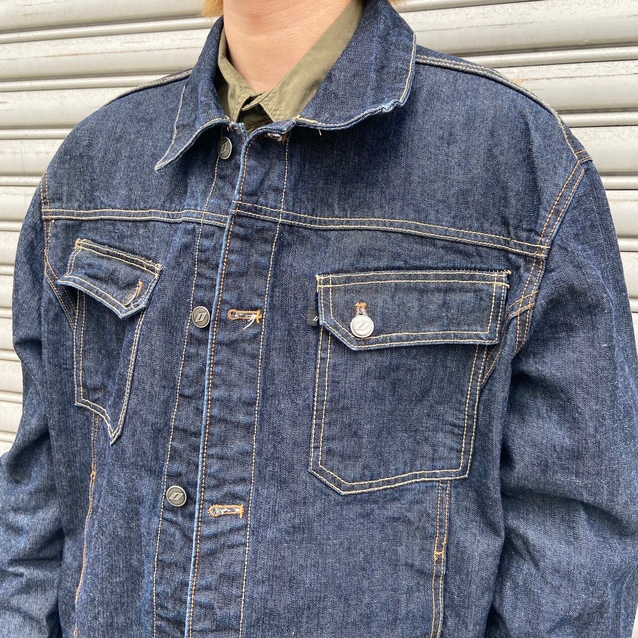 送料無料』DKNY JEANS ダナキャランニューヨーク デニムGジャン 濃紺 L 