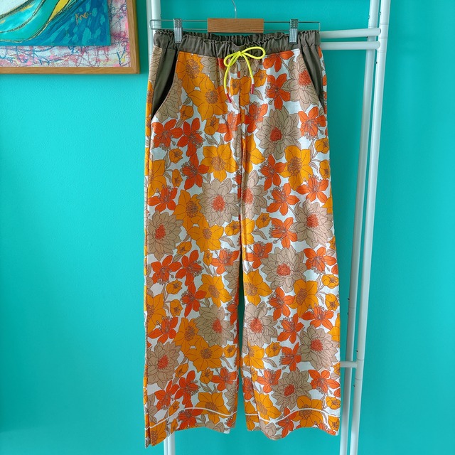 Orange Flower vintage pants