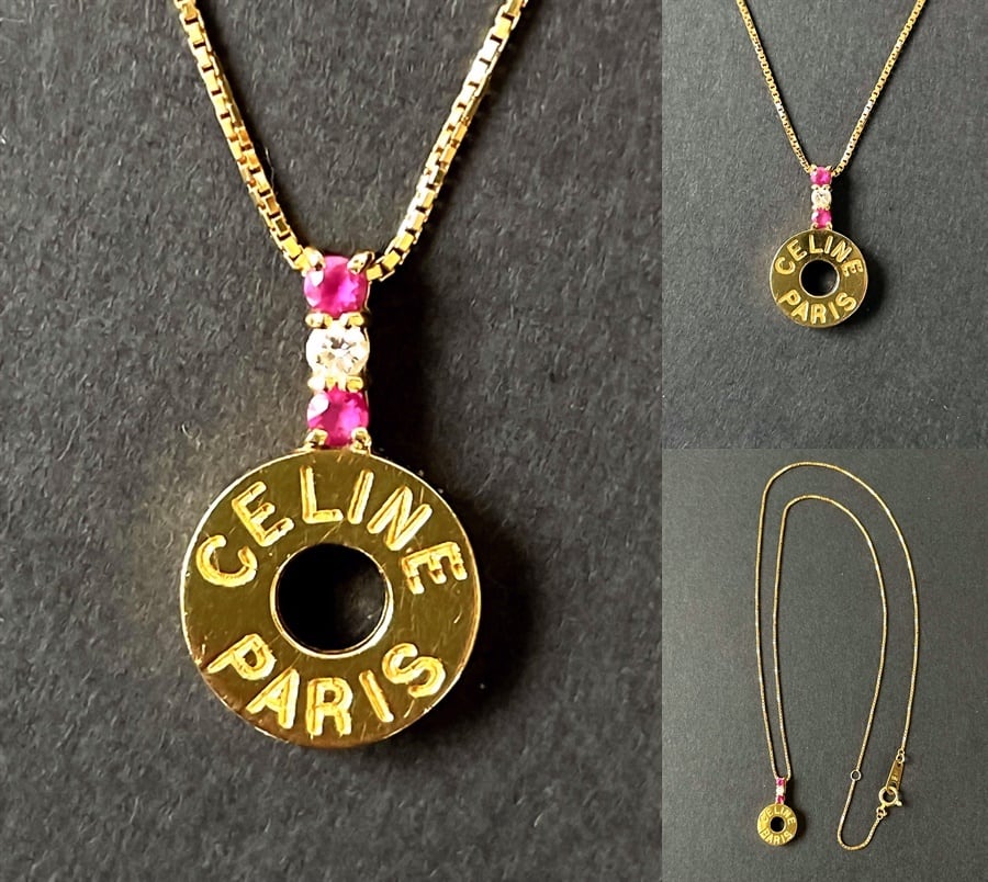 CELINE セリーヌ K18 YG サークル CELINE PARIS ロゴ CELINE セリーヌ K18 YG サークル CELINE PARIS ロゴ
