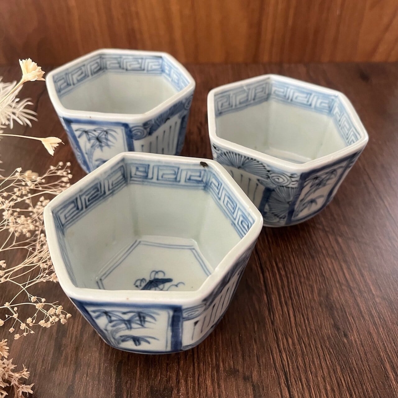初期伊万里に近い時代 古伊万里染付六角向付（1客・バラ売り）no.A