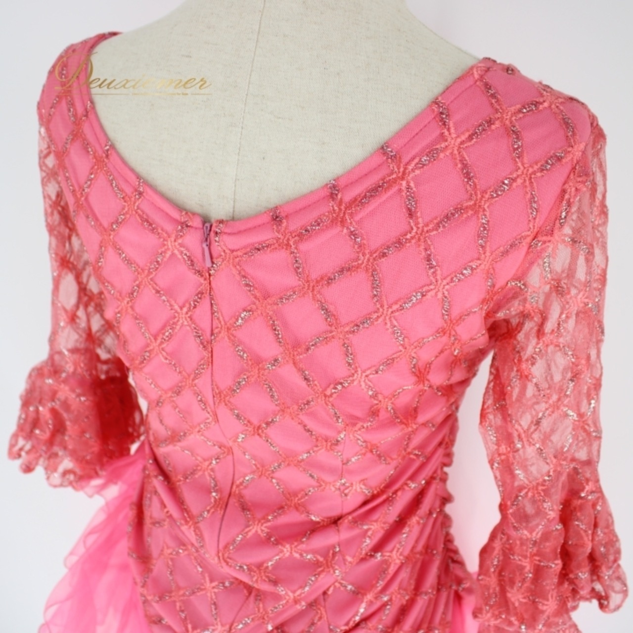 社交ダンス 衣装 スタンダード ラテン ドレス ワンピース パーティ衣装 オールシーズン prima boutique プリマブティック レース フリル ピンク系 華やか 洗練 レディース おしゃれ 上品 薄手 エレガント フェスティバルイベント ダンスパフォーマンス 母の日 喜ばれる 贈り物 着用感抜群 パーティーベアド 慶事 フォーマルイベント 練習用