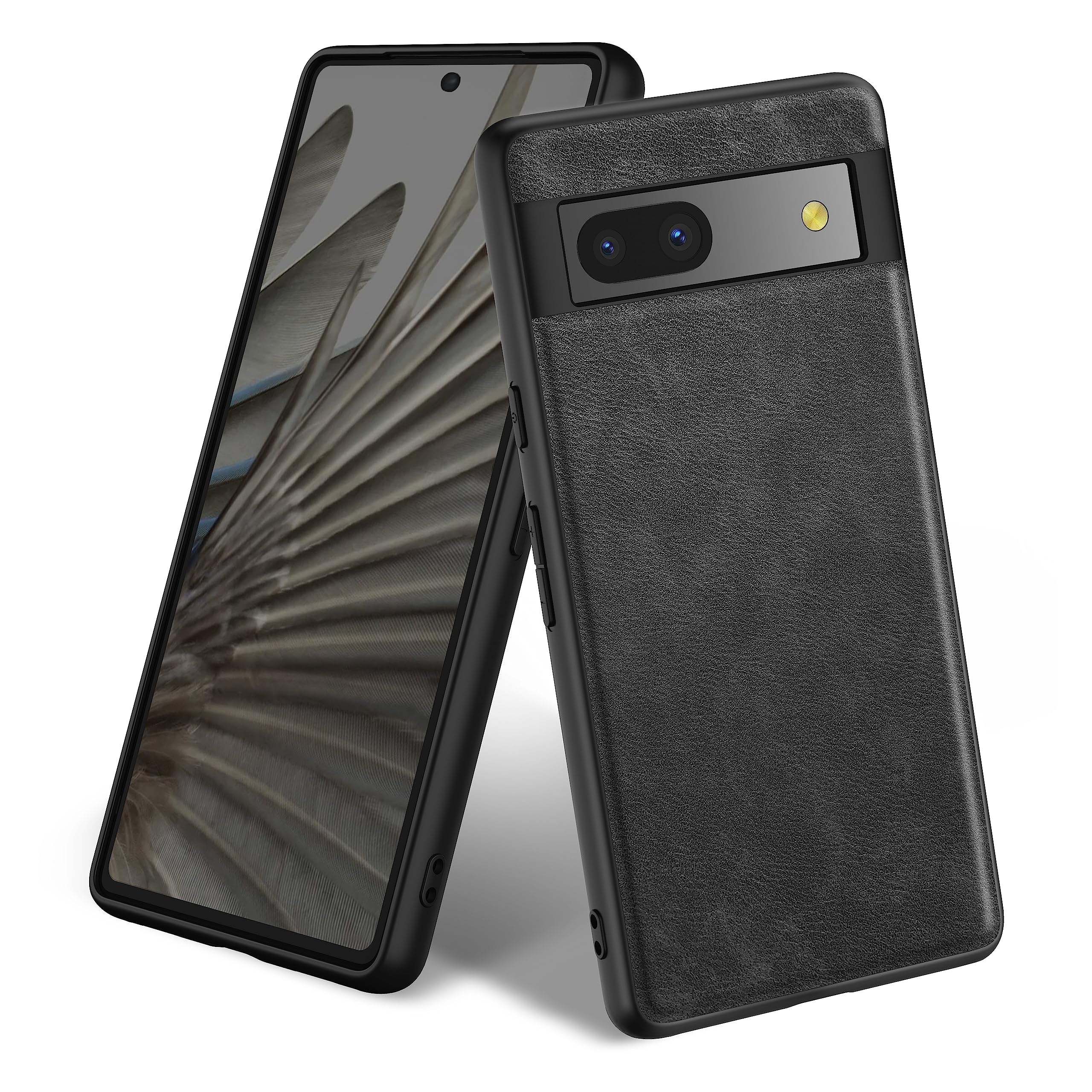 TOMSKYE Google Pixel 7a 専用ケースカバー 超薄型 超軽量 保護カバー 上質 PU レザー 両用タッチペン付き ブラック