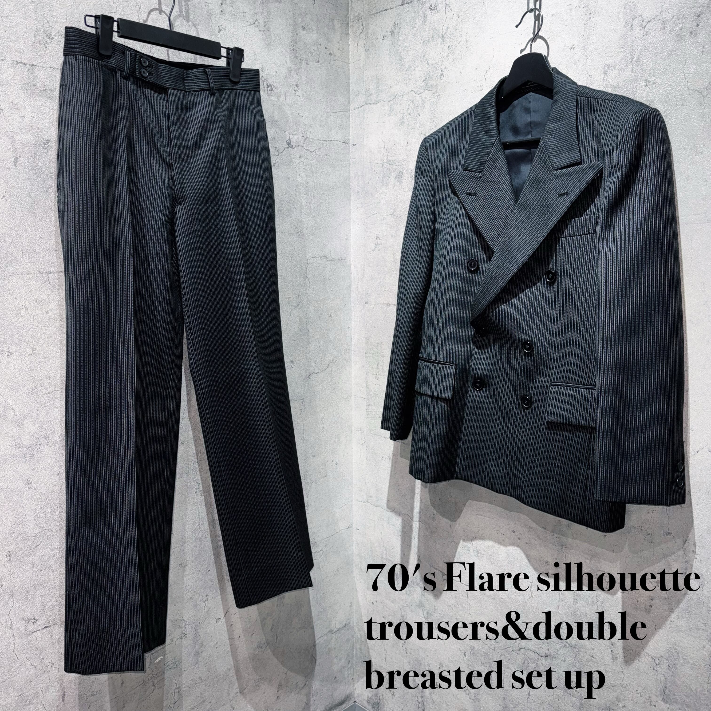 70's Flare silhouette trousers&double breasted set up