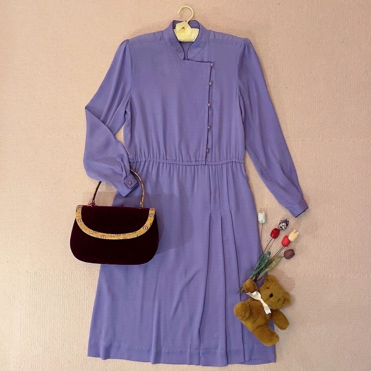 purple asymmetry button one-piece