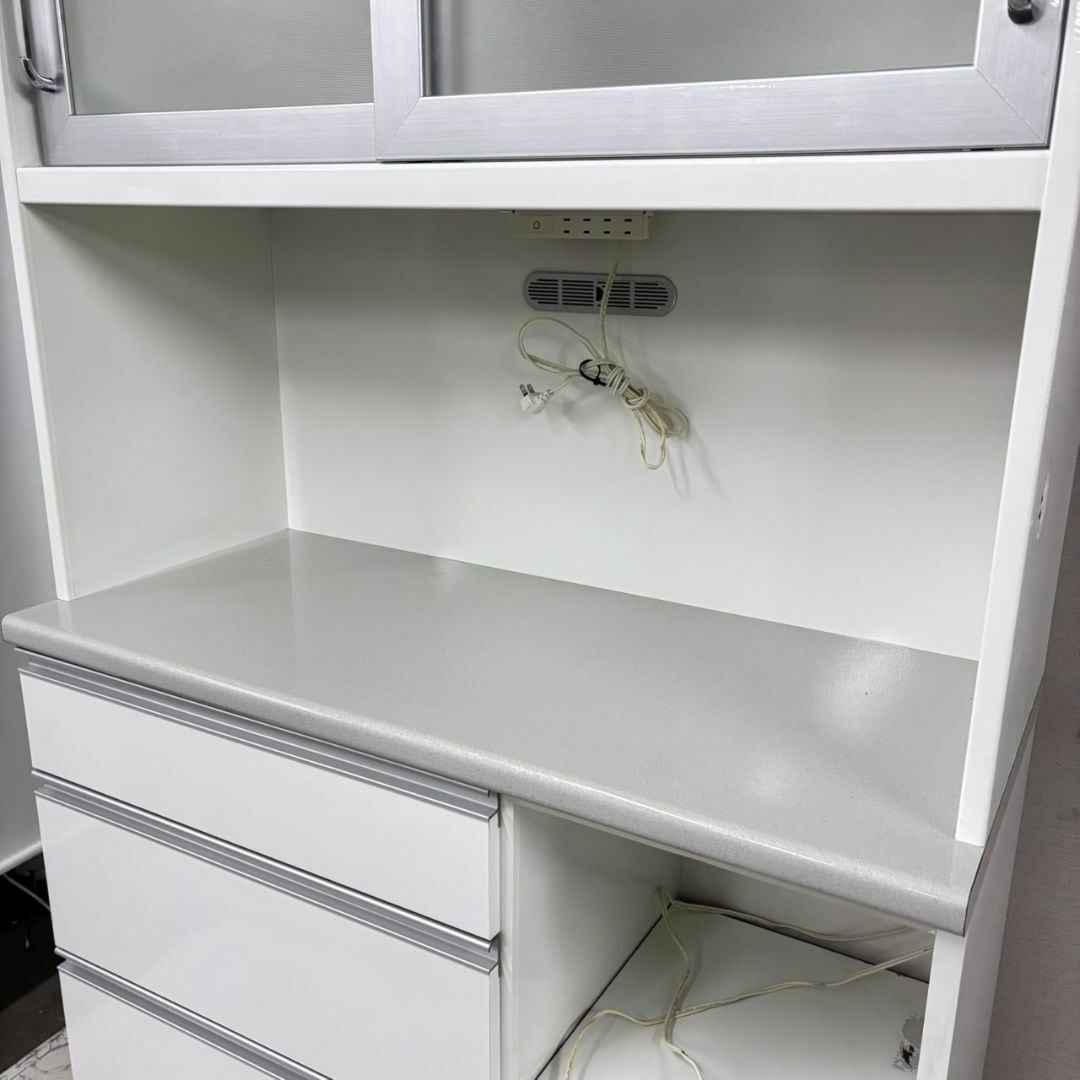 21312 2枚ガラス扉キッチンボード ソフトクローズ 食器棚 幅105 ◇大阪