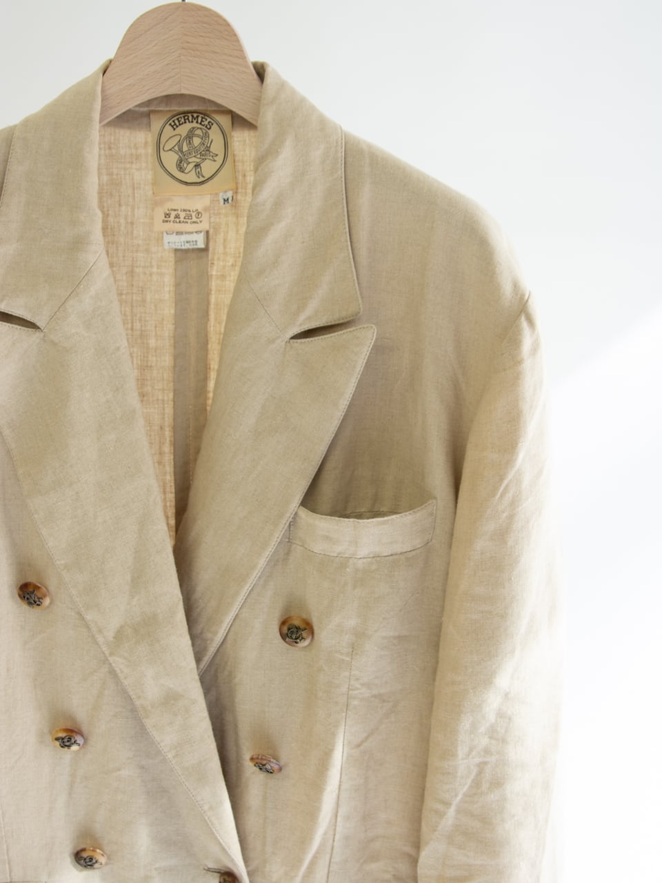 【HERMES】Made in France 100% Linen Double‐Breasted ジャケット（エルメス フランス製 リネンジャケット）