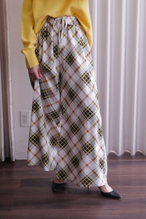 corduroy check wide pants white