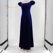 フラダンス 衣装 ワンピース ドレス uino! ブルー系 ハワイ製 ベロア生地 ワンカラー 無地 シンプル 光沢感 高級感 上品 豪華 綺麗 大人 かわいい ベロア 深いブルー ハワイアン アロハ フラ ダンス レッスン 練習