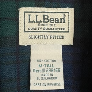 【L.L.Bean】ネルシャツ 長袖シャツ フランネル ディープグリーン チェック柄 柄シャツ ボタンダウン MEDIUM TALL トール US古着