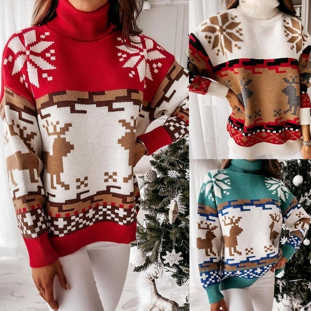 ニットスノーフレークセーター クリスマスセーター