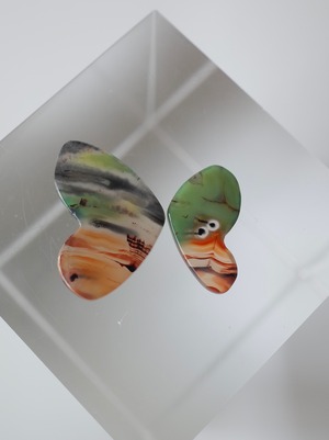 Butterfly Picture Agate Pair - 014