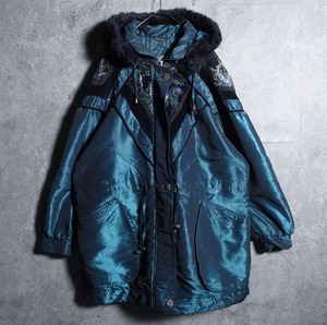 Sapphire blue velor nylon jacket