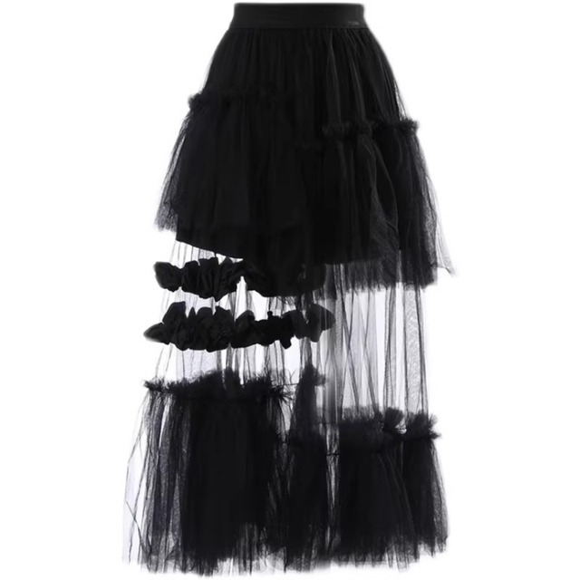 Summer Mesh Patchwork Skirt – Asymmetrical Layered Skort Fairy Cake Skirt (ME300)