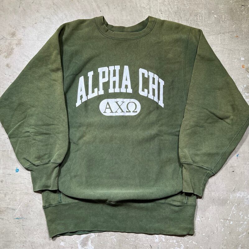 90's Champion チャンピオン リバースウィーブスウェット ALPHA CHI OMEGA AXΩ フラタニティ カプセル２段プリント  フェードグリーン 刺繍タグ XLサイズ USA製 希少 ヴィンテージ BA-2337 RM2756H | agito vintage powered  by ...