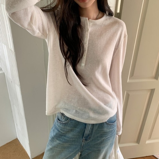 ヘンリーネックシアーロンTee 2color [am03737]