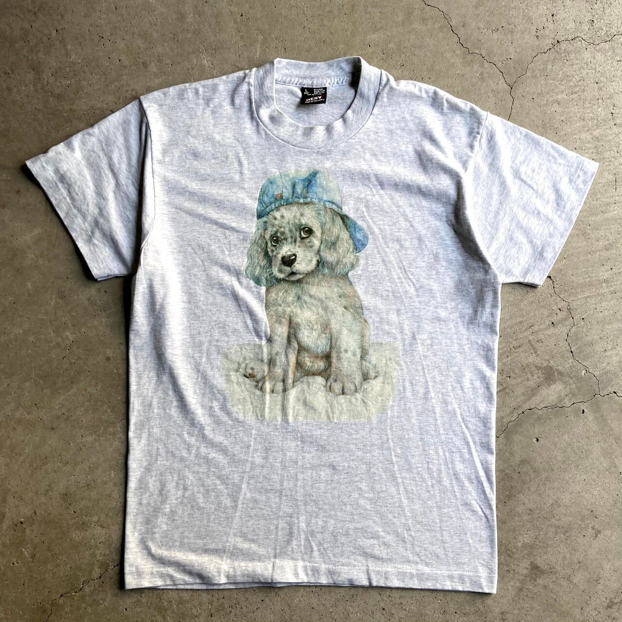 90年代 USA製 イヌ アニマルプリントTシャツ メンズL 古着 90s ビンテージ ヴィンテージ シングルステッチ 動物 犬 ライトグレー 灰色  【Tシャツ】 | cave 古着屋【公式】古着通販サイト