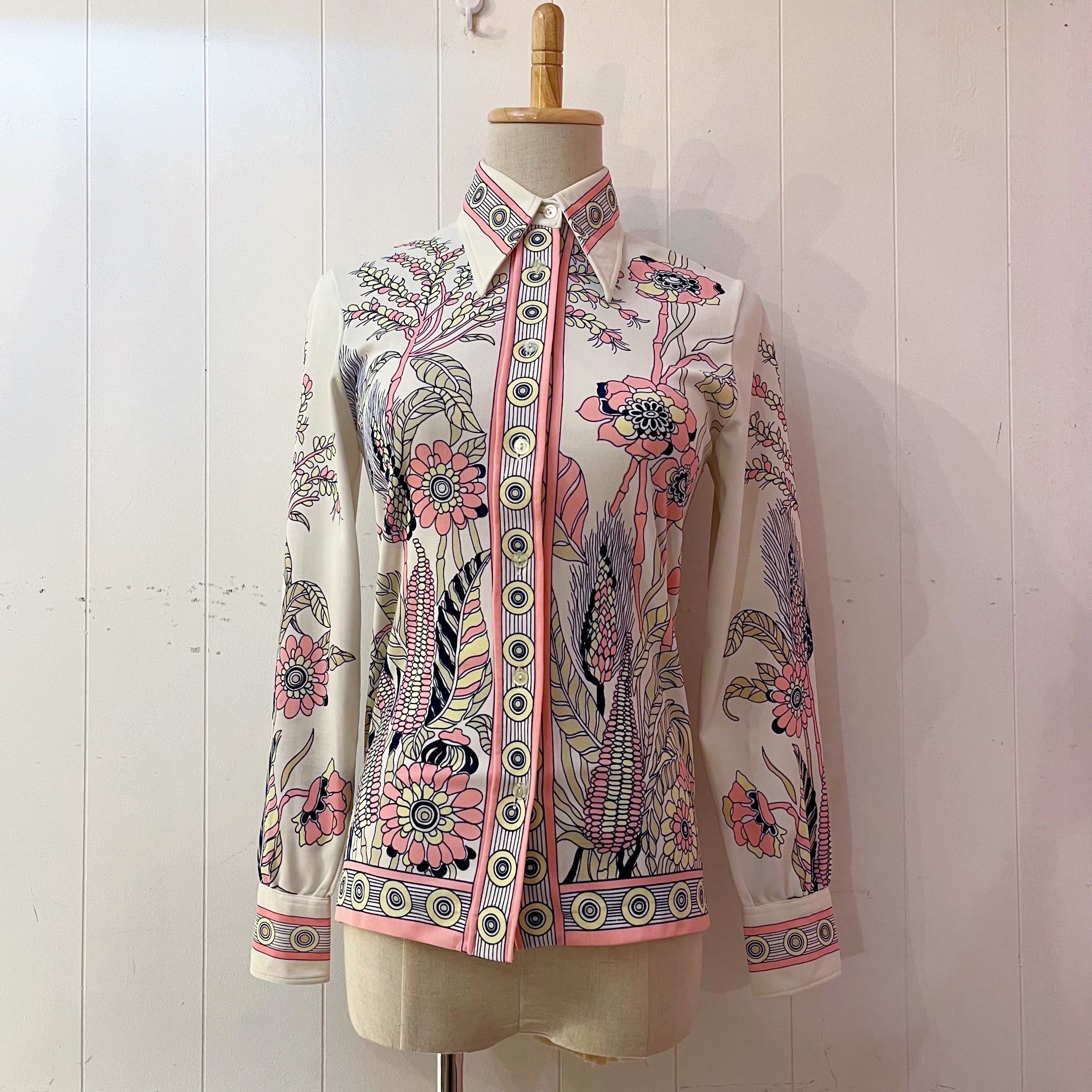 pink yellow botanical blouse