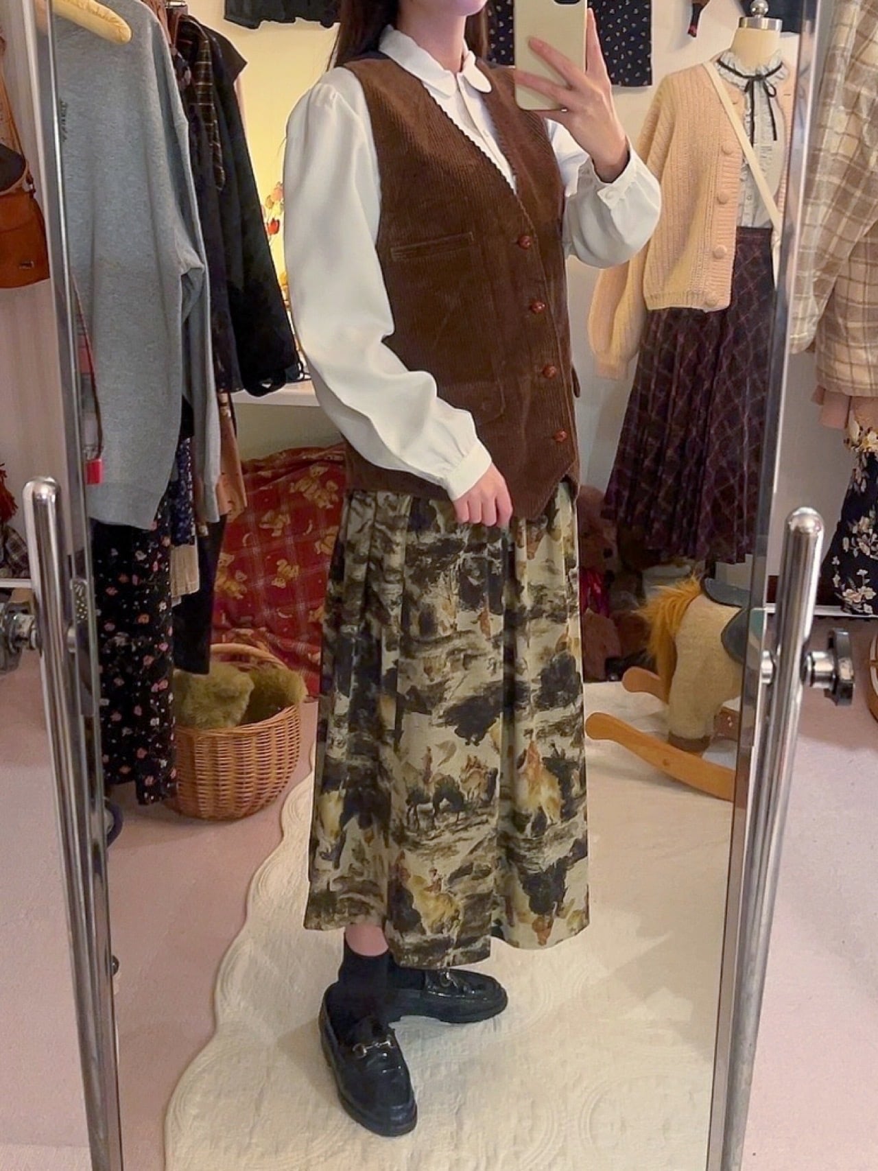 brown corduroy paisley liner vest