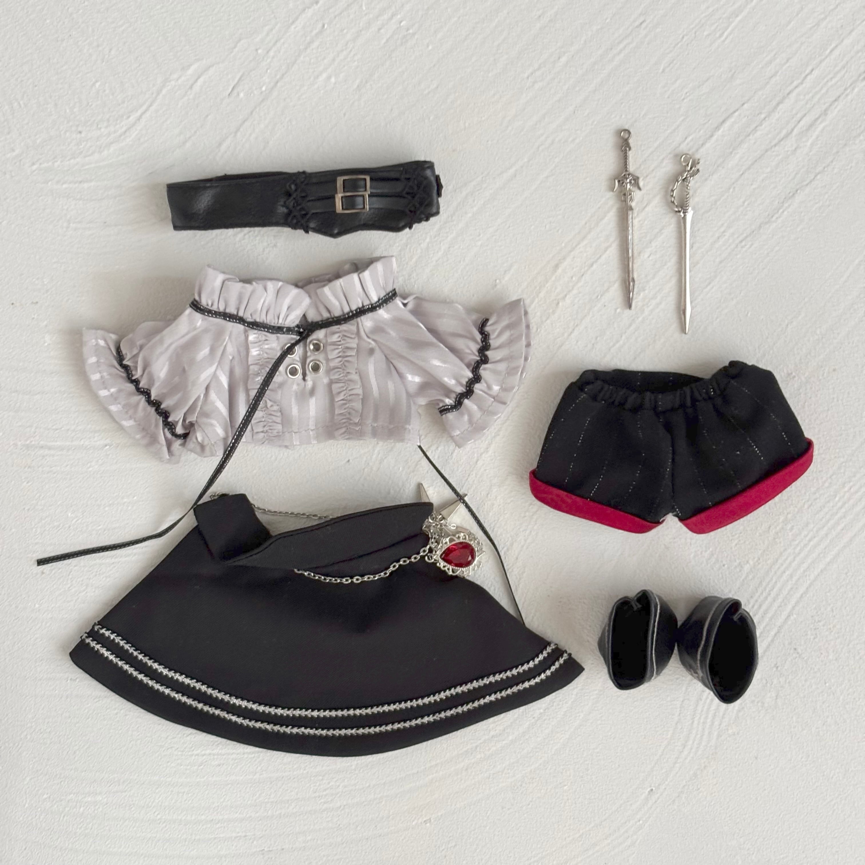 20cm ぬいぐるみ服 着せ替え ぬい服 ヴァンパイア風 黒 ポンチョ 推し