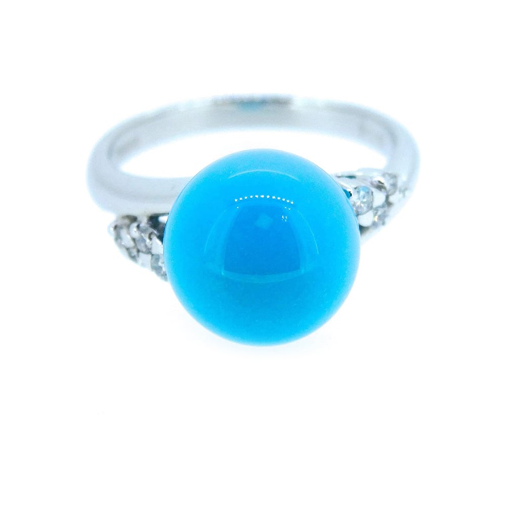 プラチナ900 トルコダイヤ入りリング 指輪 レディース 素敵な水色 12月 ...