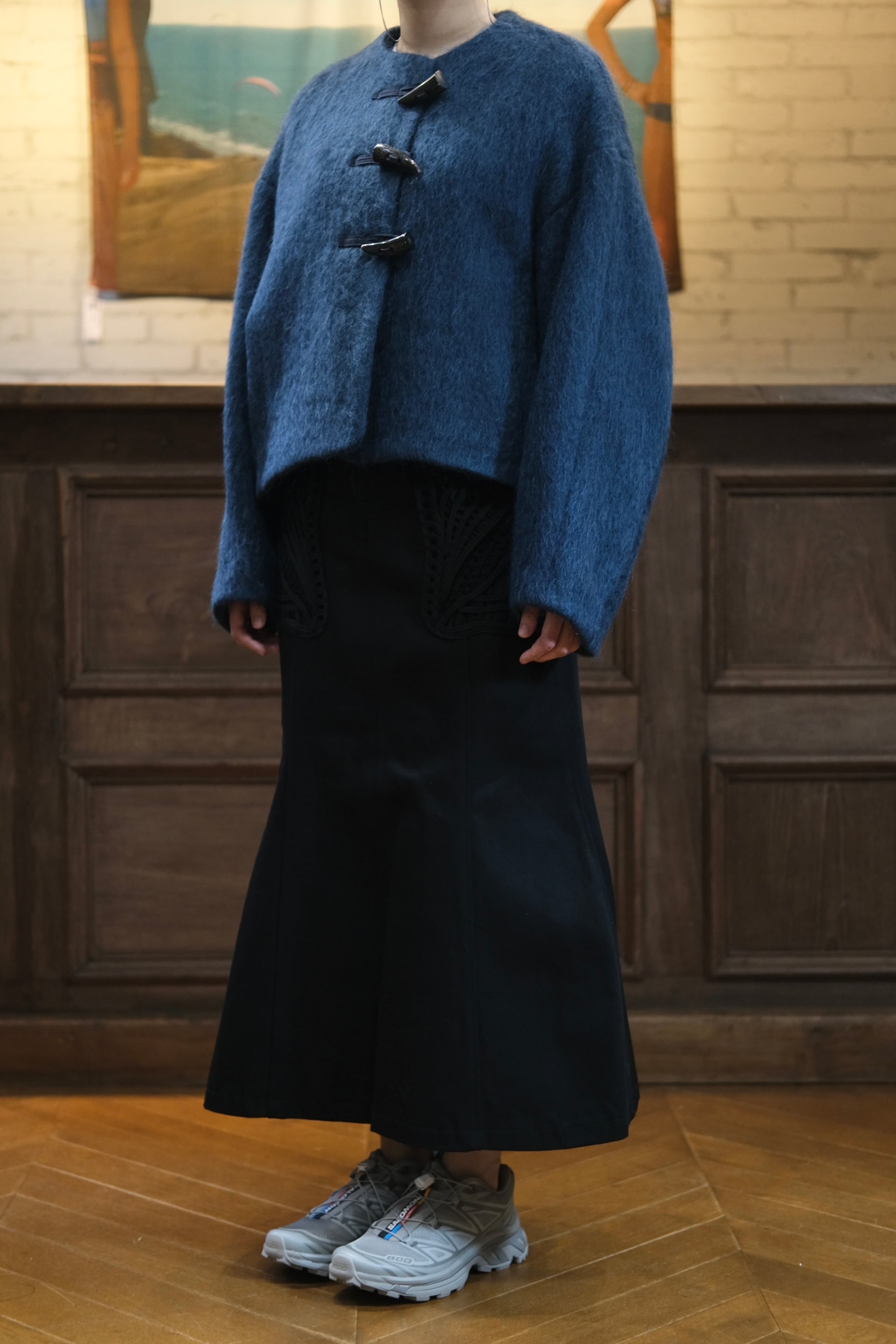 Mame Kurogouchi】Gradient Dye Mohair Cropped Coat - navy - | loop