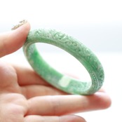 【内径 約54.5mm】 NyoYi Carving 翡翠バングル A貨翡翠 jd_bg1430