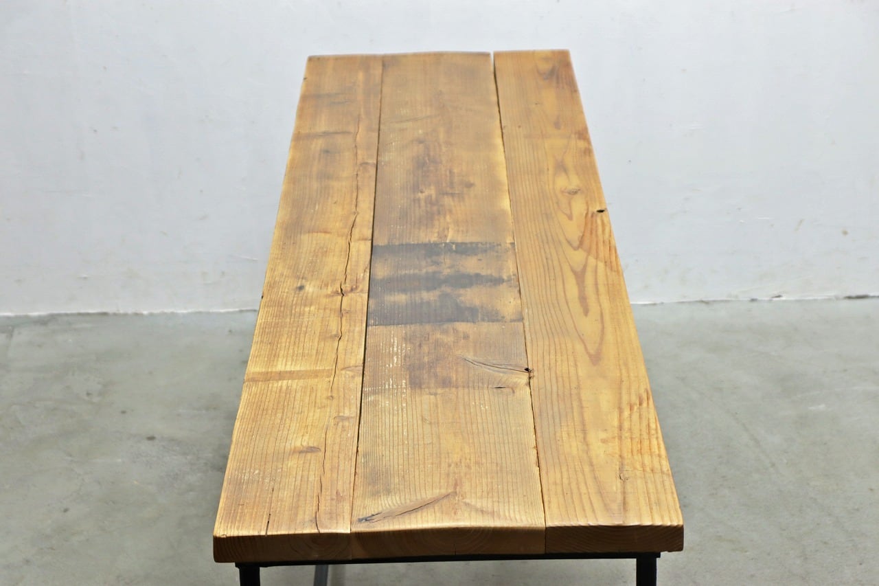 無垢材 コンソール デスク テーブル 長机 カウンター 展示台 アイアン