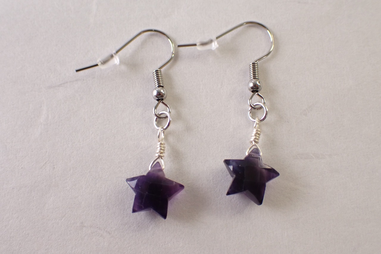 バイカラーフローライトピアス(スターカット)　　[C9‐183]