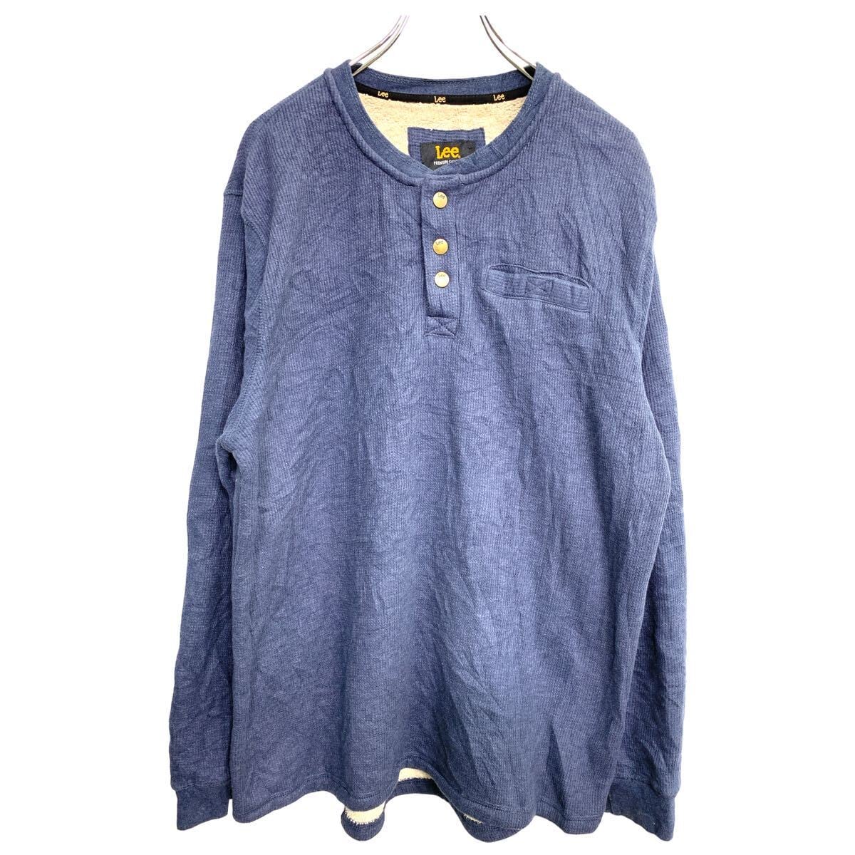 希少 USA製 ヘンリーネックニット グレー 古着 一点物 Lee 長袖 