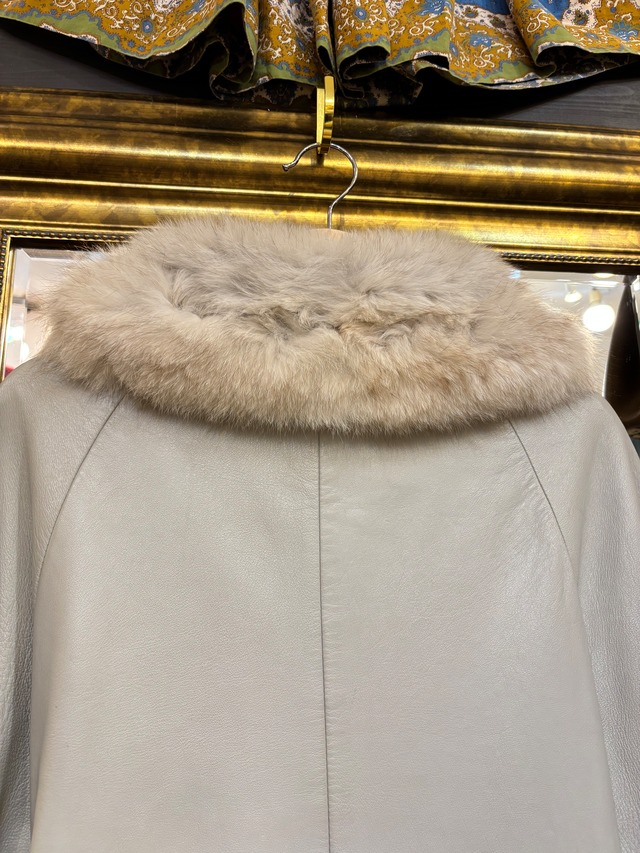 70's gray fox fur collar coat