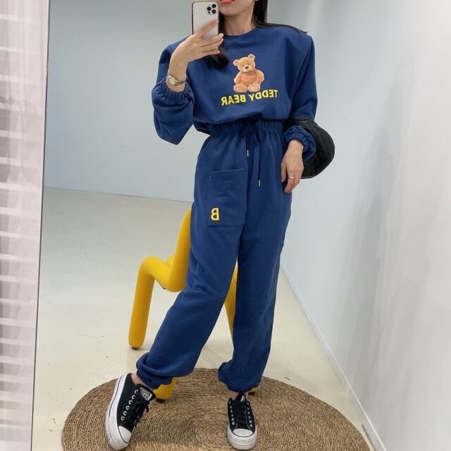 予約販売】セットアップ レディース スウェット 長袖 クマ柄 ベアー