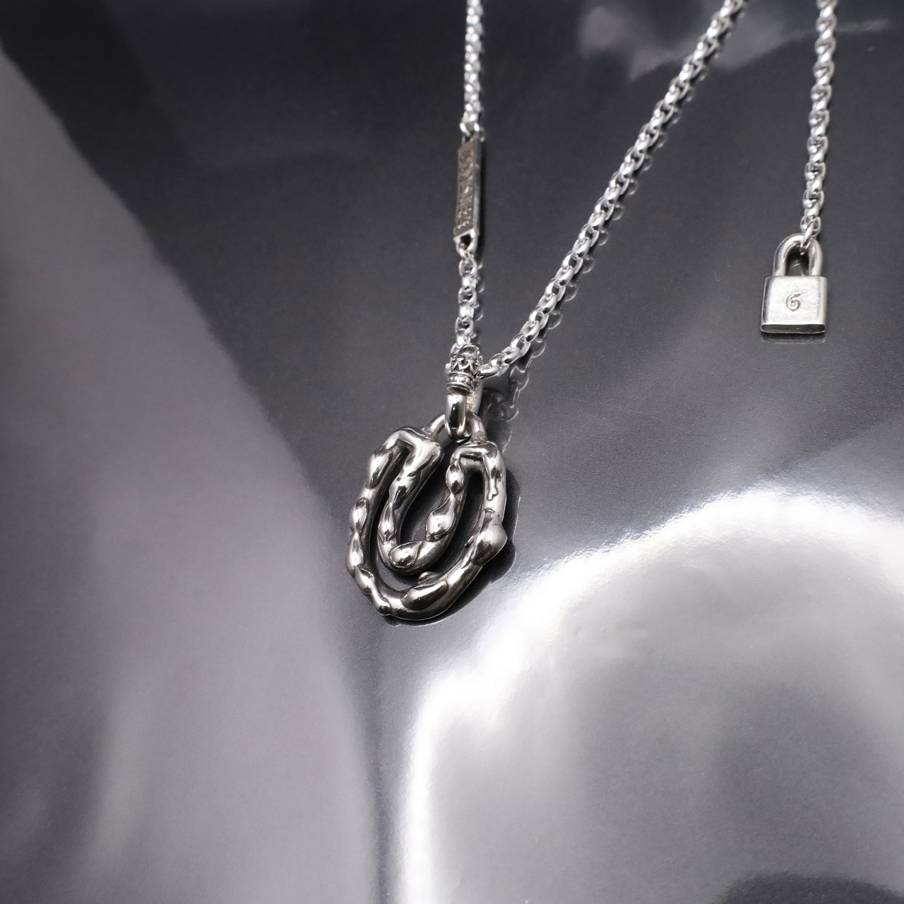 OPEN HORSESHOE #1 with GODSIZE® I.D. TAG NECKLACE / オープンホースシュー #1 ゴッドサイズ® I.D.タグネックレス