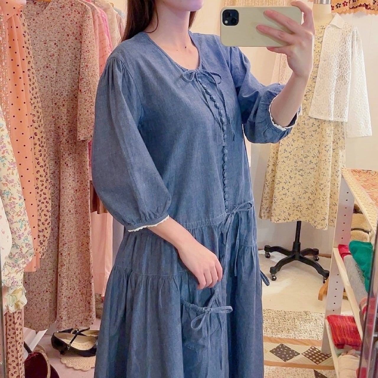 PINKHOUSE / dungaree ribbon gather one-piece