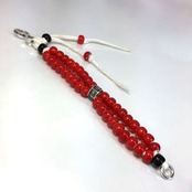 WHITE HEART BEADS [RED] LEATHER BRACELET / レザーブレスレット ホワイトハート・レッド