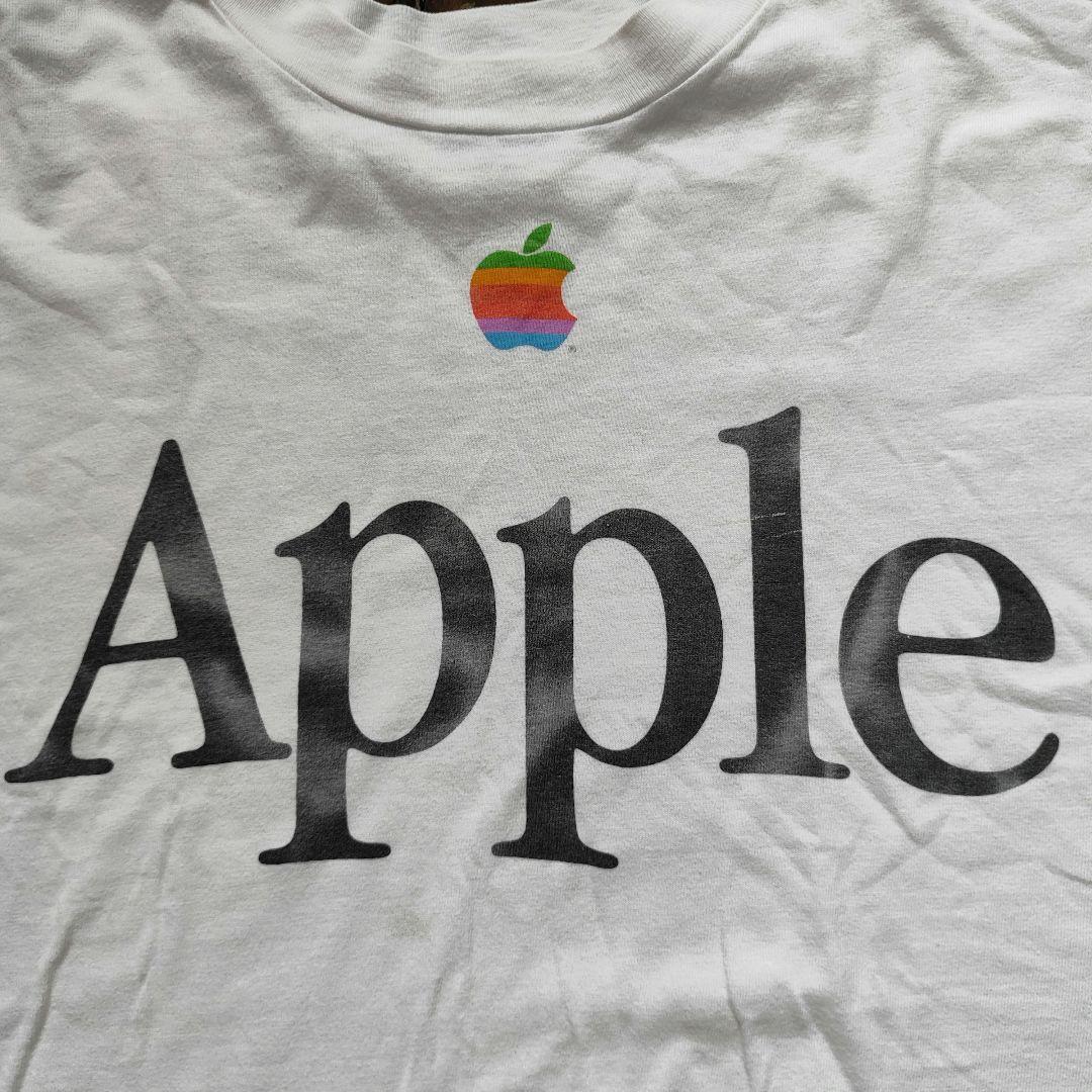 Apple スペルロゴ Tシャツ レインボー シングル 白 L 90s 企業-