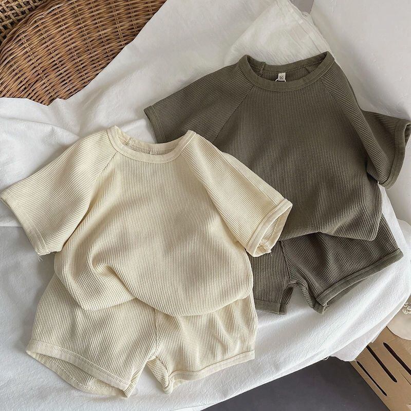 【BABY&KID】夏新作 半袖ワッフルセットアップ