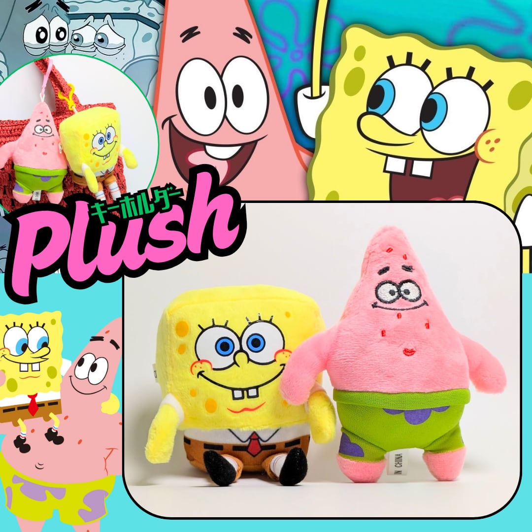 再入荷！【 SpongeBob SquarePants ( スポンジボブスクエアパンツ ) 】 スポンジボブ / パトリック ぬいぐるみキーホルダー / プラッシュキーホルダー 〚アメリカン雑貨 アメトイ〛