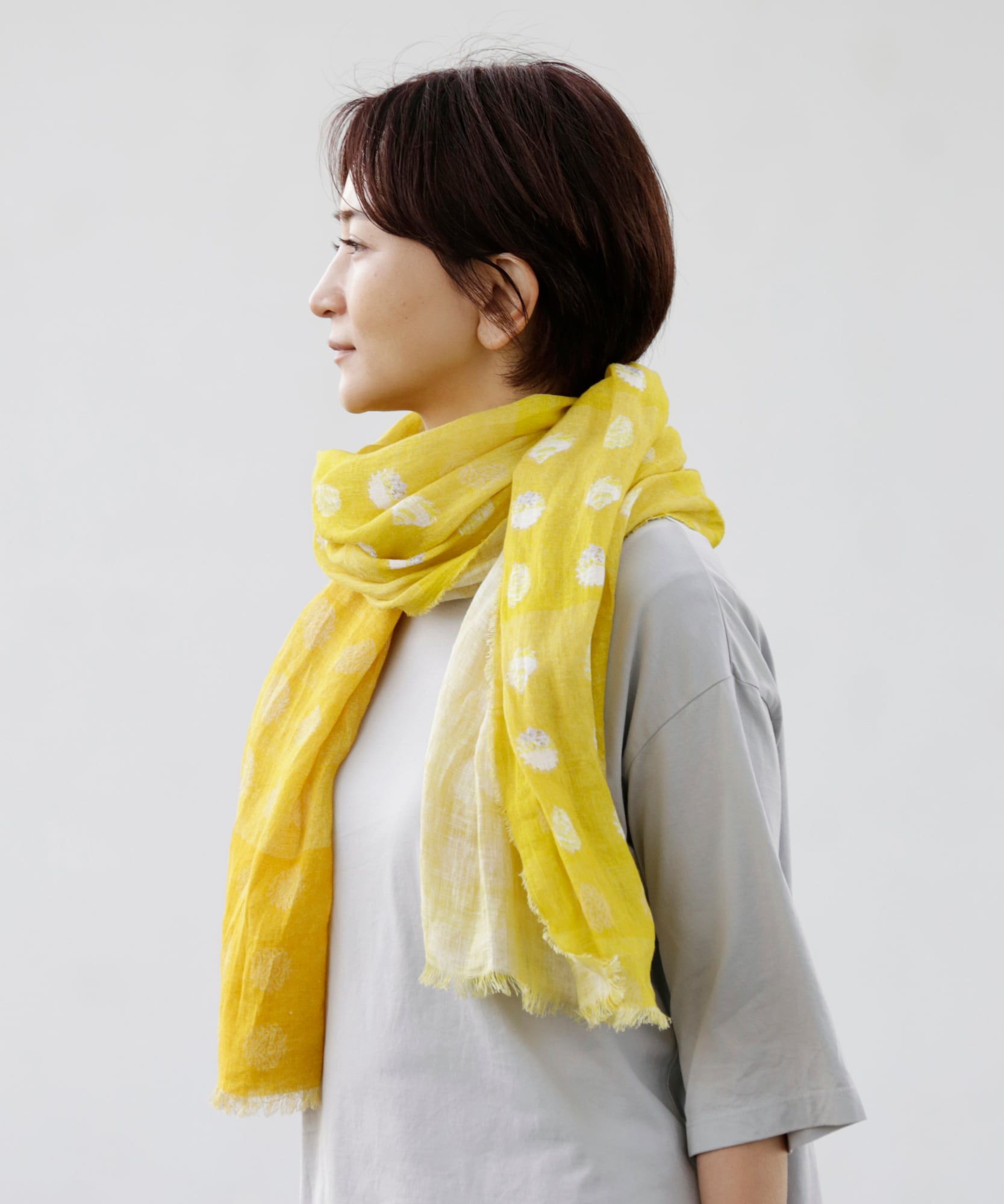 水彩】水彩リネンガーゼストール〇オレンジ | 上質に自分らしさを