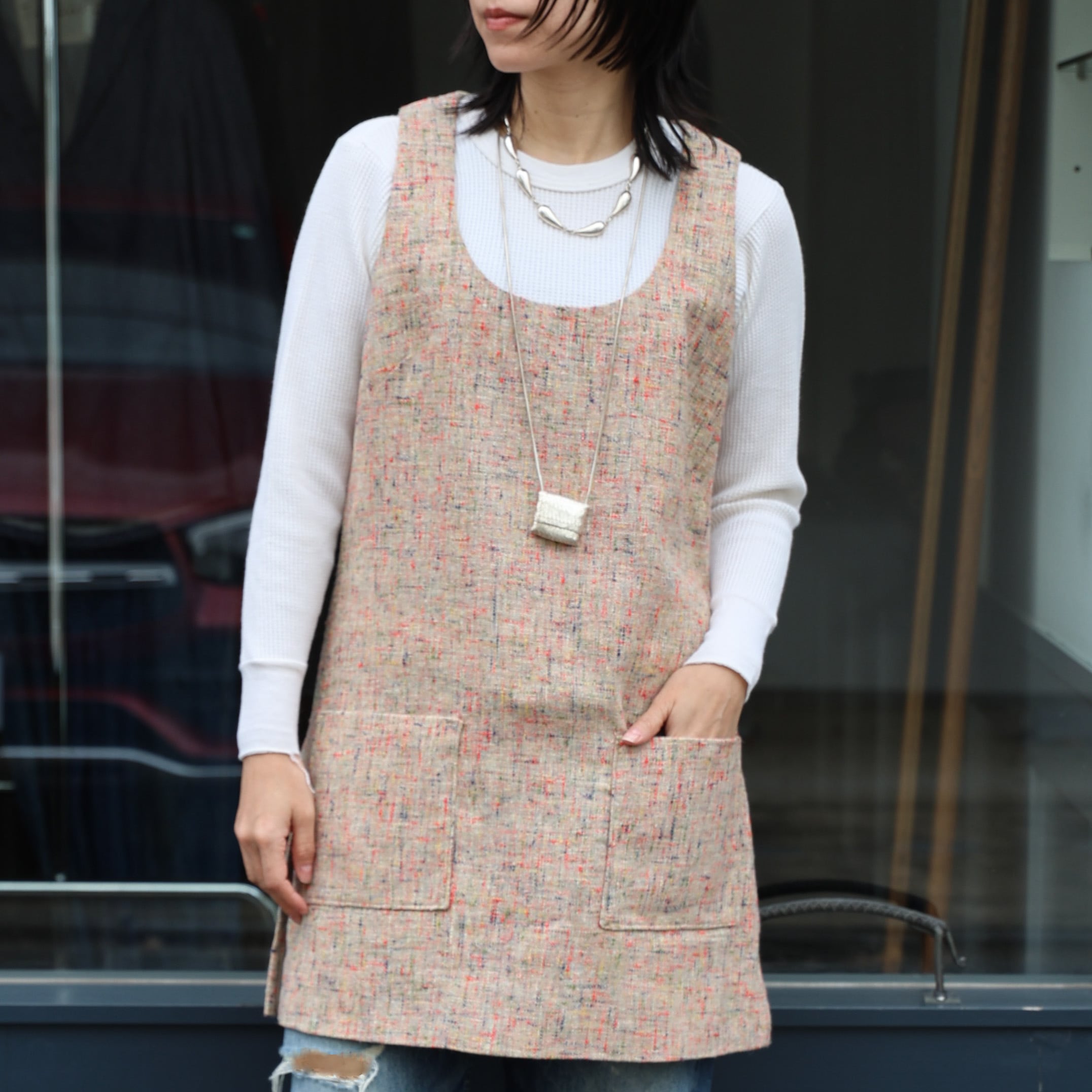 70-80s Cotton Wool Tweed Mini Dress