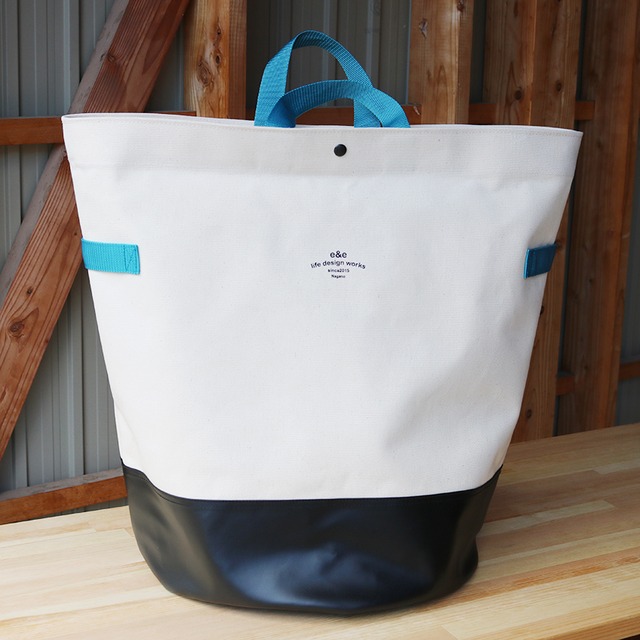 CANVAS STORAGE BAG (white×black / blue tape)