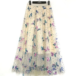 シャイニーバタフライ　スパンコース刺繍スカート　M25176