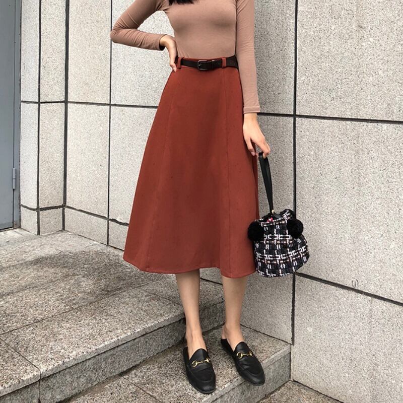 スプリングスタイルハイウェストウェストカジュアルルーズスカート 春物 YY-ファッション36815778334